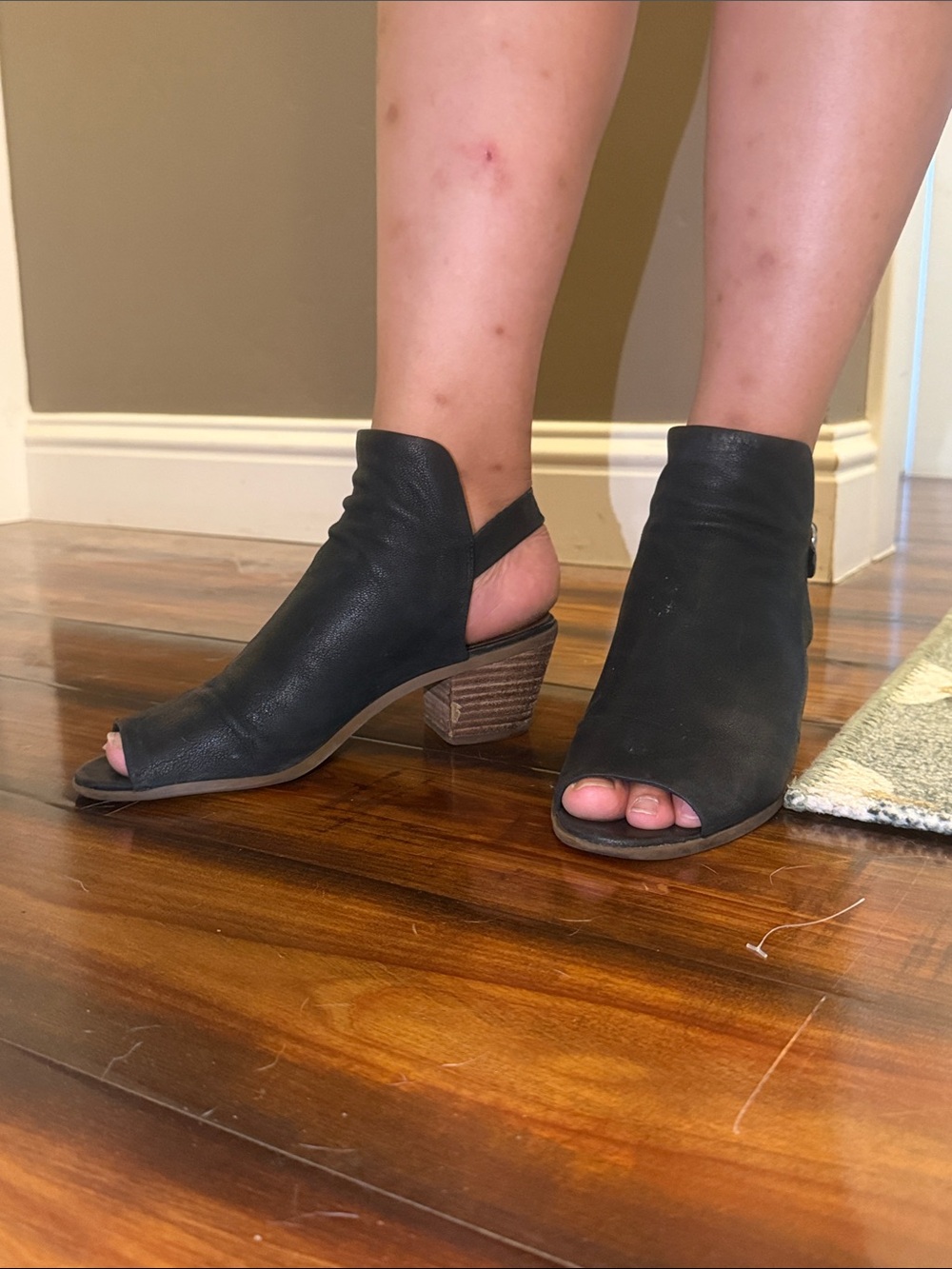 Lucky Brand Black Open-Toe Slingback Ankle Booties